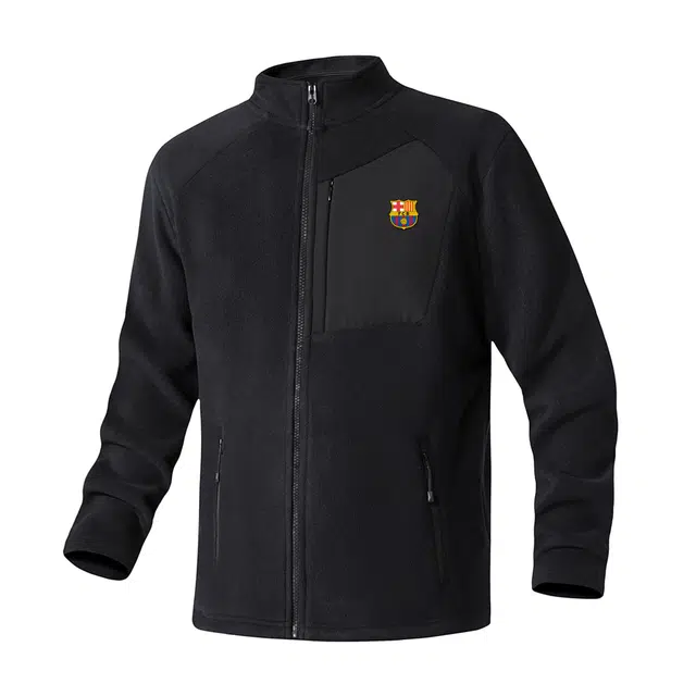 巴塞罗那足球俱乐部 立领厚款加绒拉链商务长袖外套夹克 男女同款