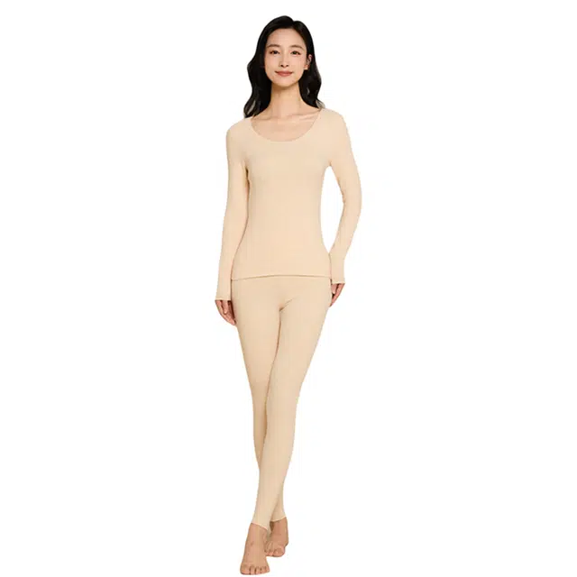 潞优野 高级感蚕丝德绒内衣女士装双面无痕加绒加厚抗菌秋衣秋裤保暖套装 女款