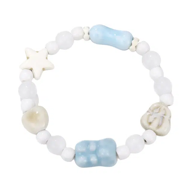 珂里 抱抱熊手饰国潮新中式精致温婉甜美高级感转运珠双层叠戴百搭手工串珠时尚饰品 陶瓷 手串 女款