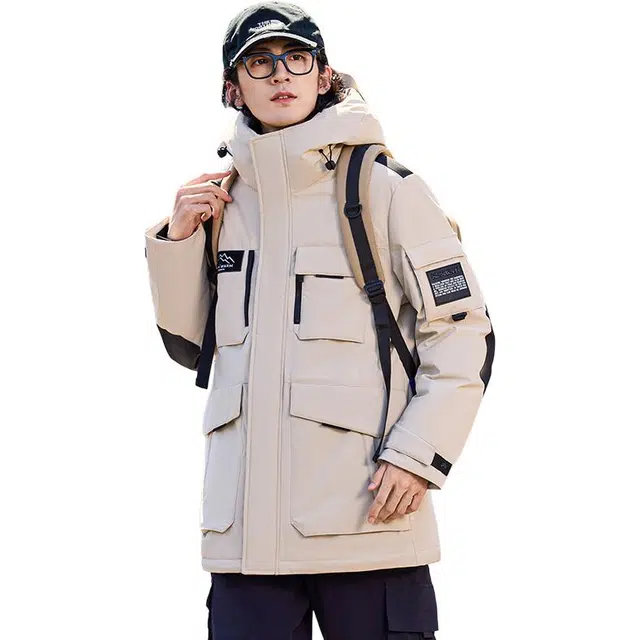 雅鹿 户外工装情侣款加厚防风防寒保暖时尚休闲中长款外套羽绒服 男女同款