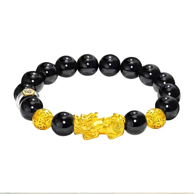 琛宬 八方来财财源滚滚招财貔貅十二生肖平安纳福轻奢新中式小众国风复古国潮转运珠时尚简约百搭文玩盘串#好运 黑檀 木作手串 男款