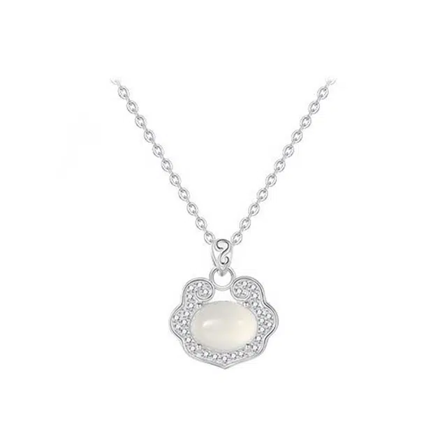 【S999足银&福气平安锁】 雅谷 新中式如意锁 国潮轻奢气质优雅锁骨链 温柔浪漫 清透冰润天然 玉髓 项链 女款