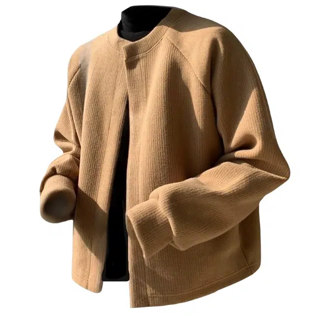 半空山 纯色简约韩版慵懒感开衫外套潮流舒适百搭老钱高级感圆领针织衫 男女同款