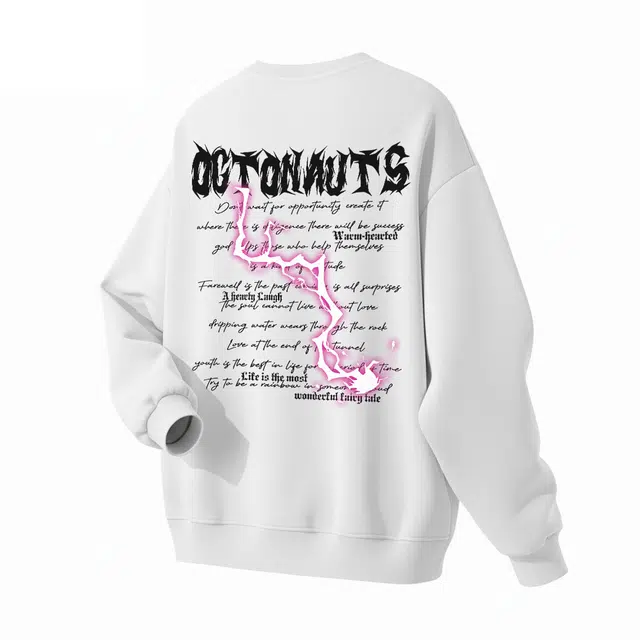 海底小纵队 美式高街古树状霹雳闪电潮酷字母后背印花潮牌日常户外通勤运动百搭小众基础款套头氛围感无性别长袖圆领卫衣 男女同款