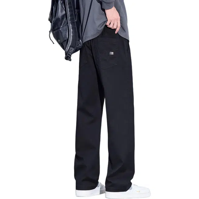 协协乐 高街风简约纯色秋冬季美式潮牌宽松直筒垂坠感拖地裤青少年通勤小西裤痞帅百搭运动长裤休闲裤 男款