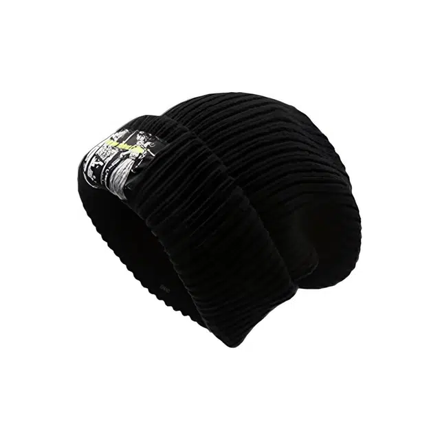 恩僾德 大头围显脸小黑色毛线冷帽女秋冬时尚小众百搭高颜值针织帽加厚保暖帽子 腈纶 绒线帽 男女同款情侣款