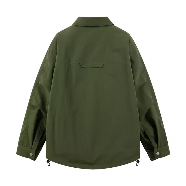 领航骆驼 春秋时尚潮流宽松简约翻领纯色外套上衣百搭拉链口袋痞帅情侣潮牌   夹克  男女同款