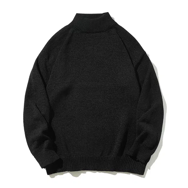 棉基因 清新森系肌理感纯色高领毛线衣厚实内搭休闲运动氛围感职场通勤极简风女装高街美式亲肤打底衣松弛感青少年学院风毛衣 男女同款