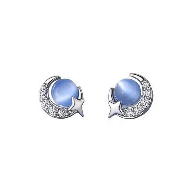 星月闪烁耳骨钉 极昼 闪耀璀璨独特个性时尚气质精致百搭 小众轻奢高级感简约设计优雅高颜值耳饰 合金 耳钉 男女同款情侣款