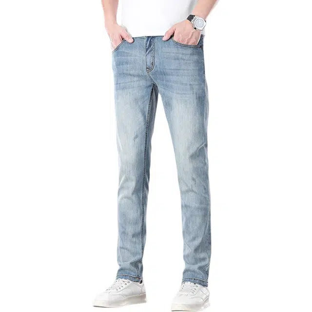 炳盛 薄款修身直筒时尚弹力百搭长裤牛仔裤 男女同款