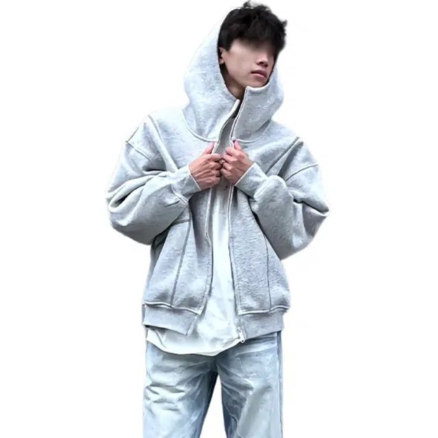 黑马漫画 美式复古连帽开衫上衣男款春秋季潮牌硬挺高级感卫衣 男女同款