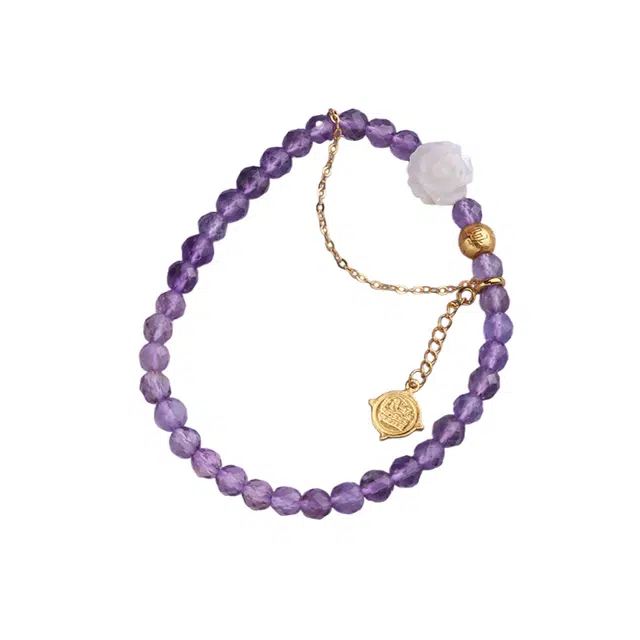 子婳 时来运转多财多福紫气东来复古国风小众设计清冷旺桃花水逆退散高级感百搭 紫水晶 手串 女款