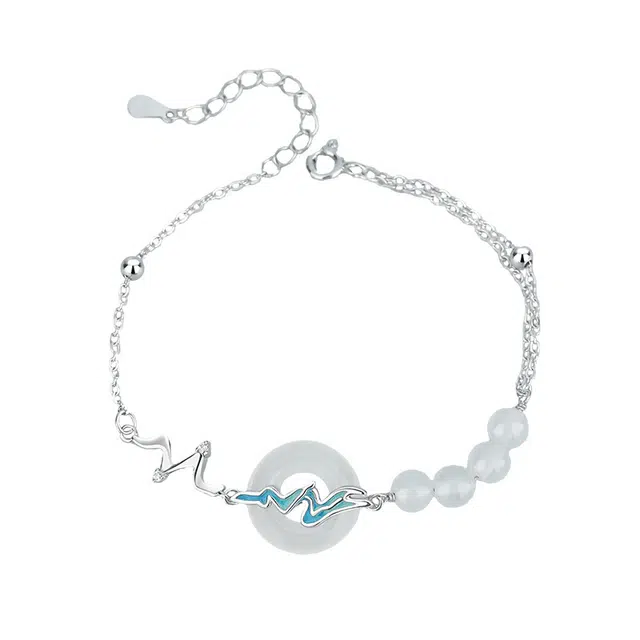 老庙 千里江山平安扣 新中式国潮国风纳福转运礼盒 精致轻奢小众高级设计手饰#好运礼盒包装表白惊喜仪式感 玉髓 手链 女款