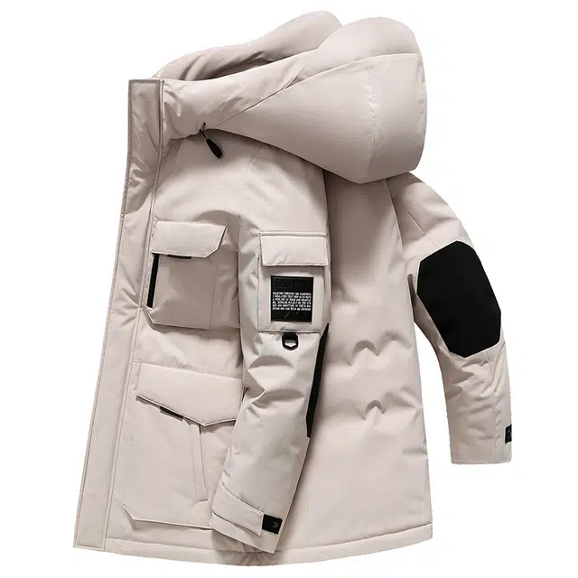 雅鹿 户外工装情侣款加厚防风防寒保暖时尚休闲中长款外套羽绒服 男女同款