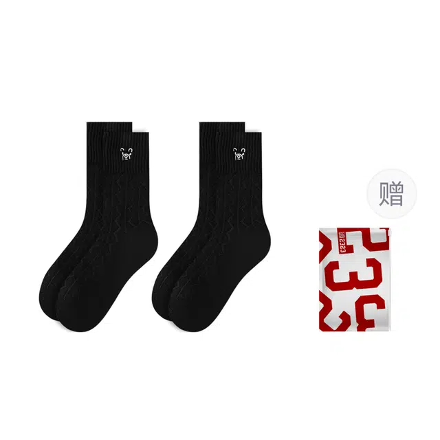 二三二三 甜美可爱小熊美拉德舒适柔软地板袜高弹透气防臭休闲居家袜日常通勤瑜伽健身骑行舞蹈袜羽毛球可穿中筒袜 女款