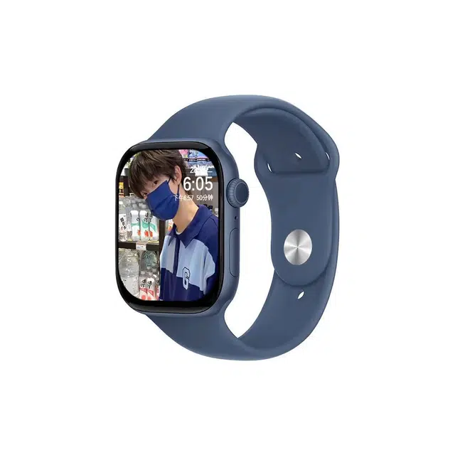 次隐熊 表带 苹果适用 硅胶材质 男女通用简约高级亲肤柔软运动防水银色钉扣手表替换腕带