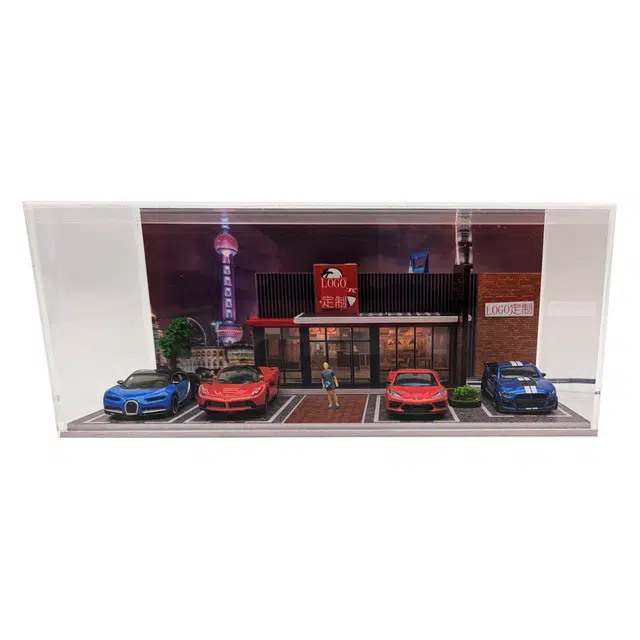比美高 快餐店停车场 手办模型场景道具娃屋