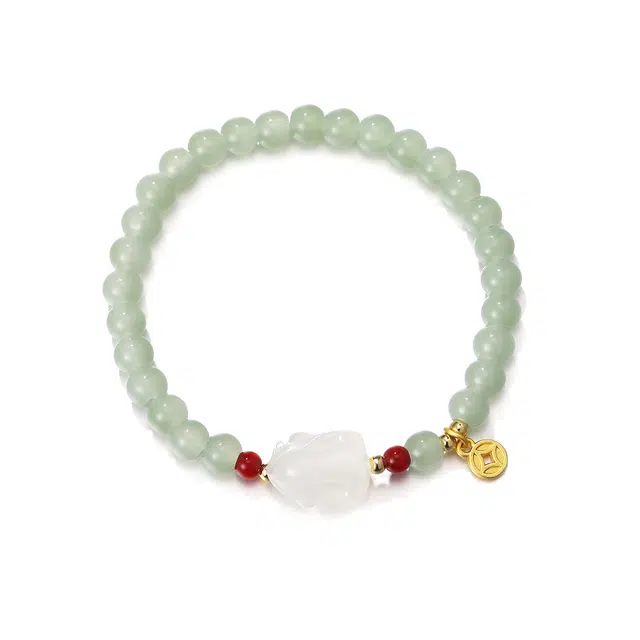 珂里 荔枝冻兔子手饰清冷感温婉国潮新中式复古小众高级感气质手工串珠甜美饰品 琉璃 玉石手串 女款