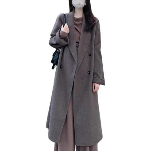 纤丝鸟 简约时尚优雅长款女外套高级感小个子韩系今年流行大衣 女款