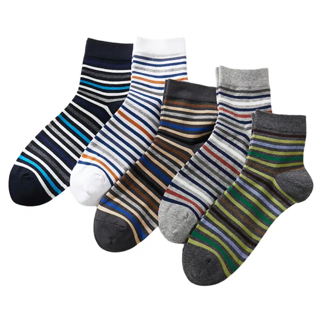 潞优野 高级感抗菌防臭新疆长绒棉潮流百搭吸汗透气运动条纹袜秋冬季 中筒袜 男款