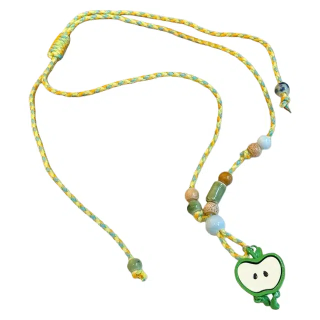 尚先生 可爱半切青苹果甜酷抽拉可调节小众 树脂 项链 女款