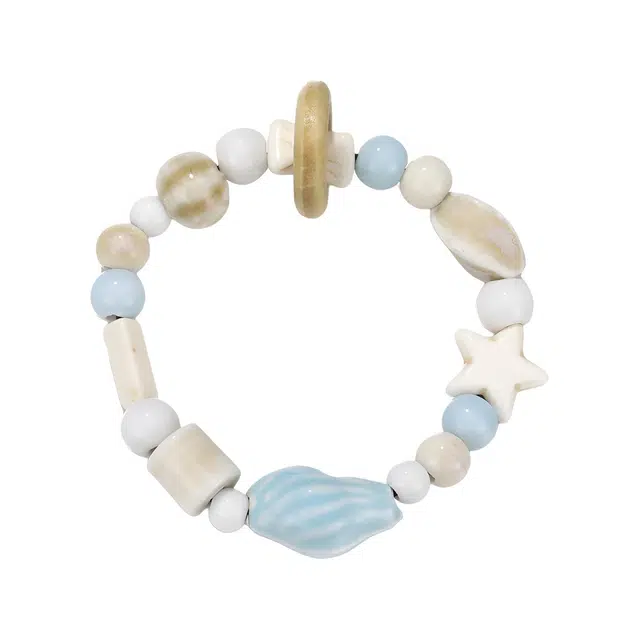 珂里 蓝海螺手饰清冷感小众设计高级感气质甜美清新转运珠手工串珠百搭简约海洋风 陶瓷 手串 女款
