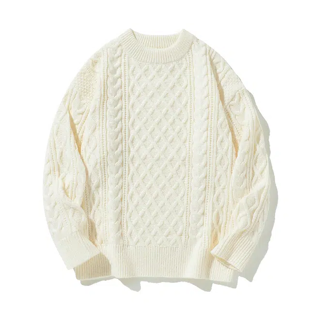 棉基因 清新麻花菱格扭花森系肌理感毛线衣厚实内搭休闲运动氛围感职场通勤极简风女装高街美式亲肤打底衣松弛感青少年学院毛衣 男女同款