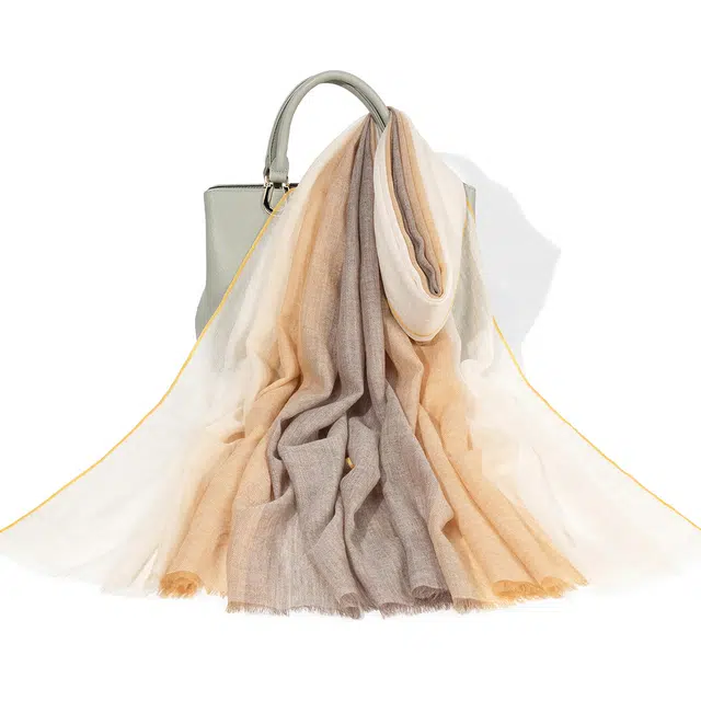 一米画纱 轻盈柔软舒适优雅时尚水溶色织格空调披肩户外保暖 绵羊毛 绒线围巾 女款