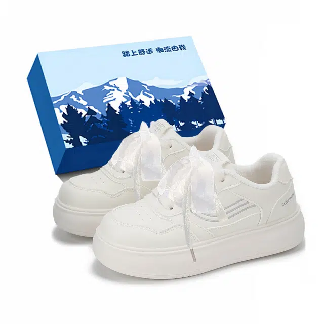 小鹿米利 芭蕾风小白鞋厚底面包鞋运动百搭 减震耐磨增高 低帮 板鞋 女