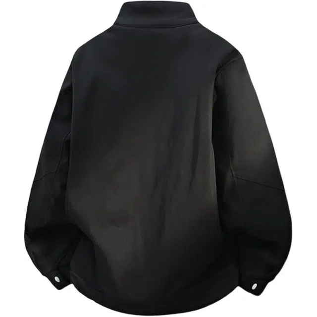 零氏 美式高街简约纯色工装立领宽松加棉加厚保暖百搭时尚夹克外套棉服 男女同款