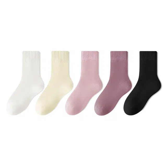 顶瓜瓜 加厚保暖毛绒不臃肿超厚抗菌棉袜亲肤舒适防寒纯色简约雪地 冬季中筒袜 女款 组合装