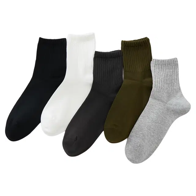 潞优野 轻奢防臭抗菌吸汗纯棉运动商务百搭秋冬季透气无骨袜子 中筒袜 男款