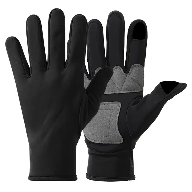俞兆林 骑行秋冬季加绒厚防风防滑露指可触屏户外骑车电动车开车运动防寒 加厚 保暖手套 男款