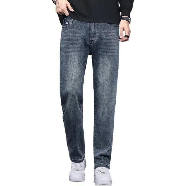 潮人榜 美式高端轻商务秋冬季百搭宽松潮牌休闲修身显瘦柔软舒适日常通勤弹力直筒牛仔裤 男款