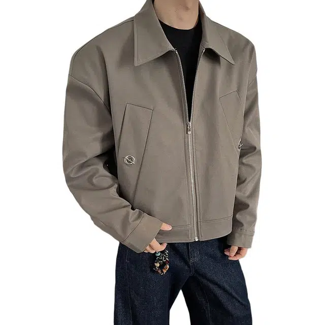 佐菲利 美式简约复古潮牌结构设计金属感休闲外套环拴扣痞帅夹克 男女同款