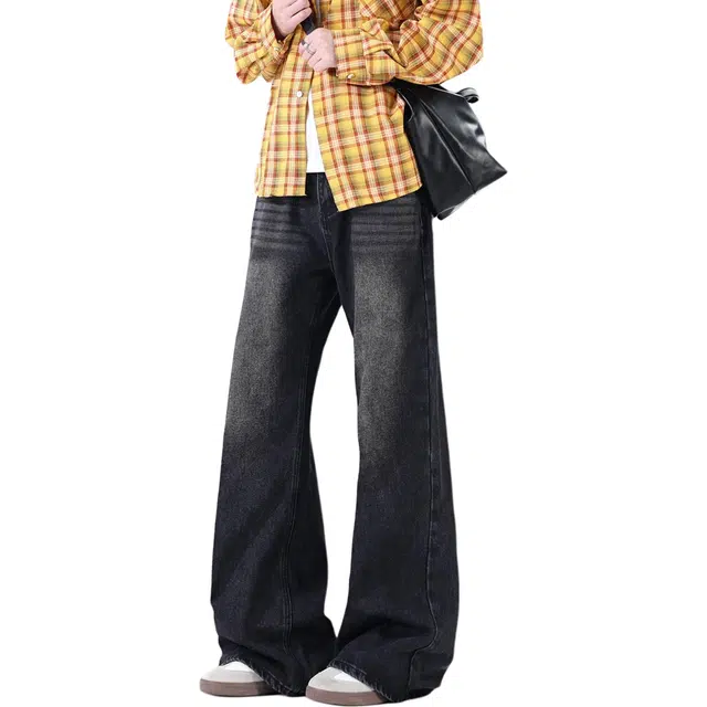 如续 美式复古简约基础款水洗做旧直筒长裤百搭潮流舒适休闲牛仔裤 男女同款