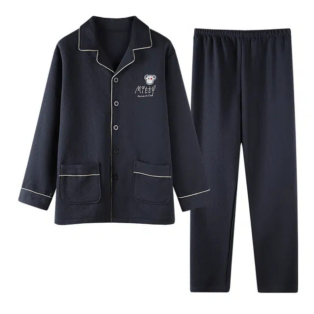 莫代尔 百搭个性时尚气质翻领开衫保暖舒适柔软细腻可外穿的家居服睡衣套装 男款