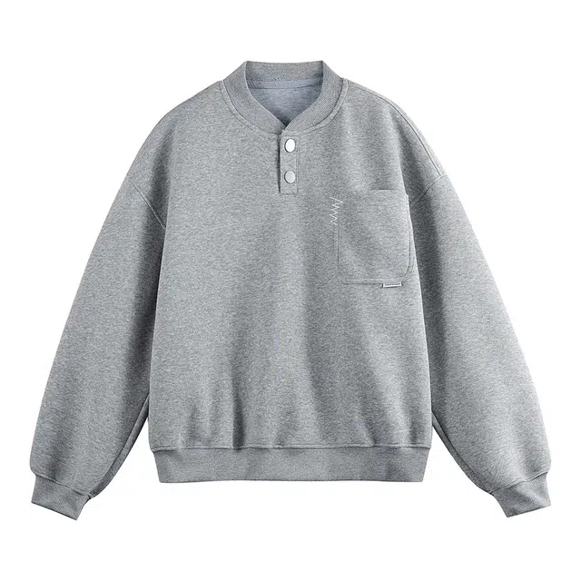 爱爸爸 日系休闲圆领长袖纯色百搭宽松卫衣 男款