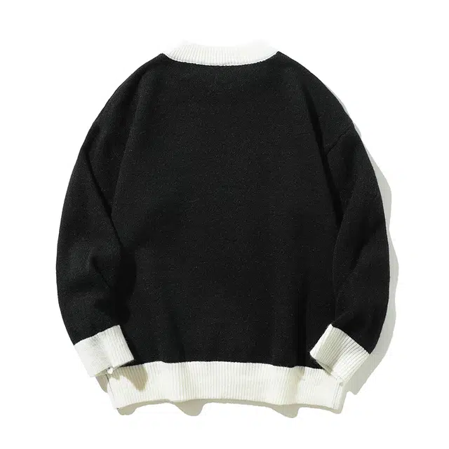 棉基因 撞色毛线衣清新森系肌理感厚实双色内搭休闲运动氛围感职场通勤极简风女装高街美式亲肤拼色打底衣松弛感青少年学院毛衣 男女同款