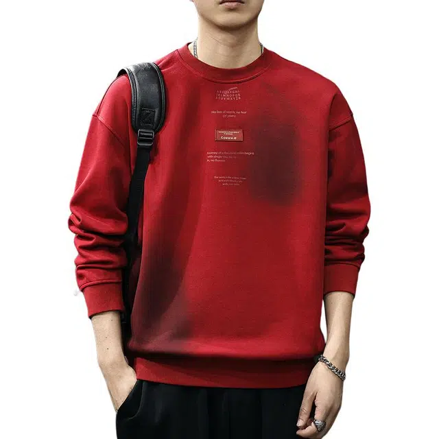 前进牛 美式经典复古潮牌极简风轻奢高级感宽松大码秋季渐变水洗长袖上衣休闲户外百搭运动机能卫衣 男款