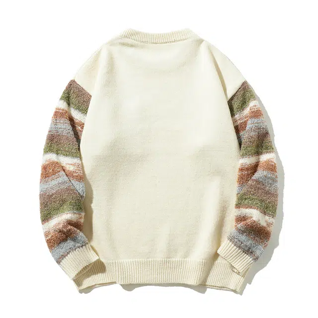 棉基因 彩虹撞色针织毛线衣清新森系肌理感厚实内搭休闲运动氛围感职场通勤极简风女装高街美式亲肤打底衣松弛感青少年学院毛衣 男女同款