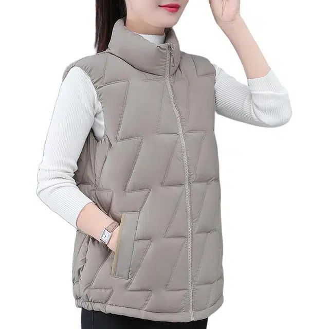 缪斯的诱惑 时尚潮流洋气经典基础款简约纯色外穿防风加厚休闲运动轻便通勤外套工装宽松无袖背心坎肩马夹百搭保暖厚实立领棉马甲 女款