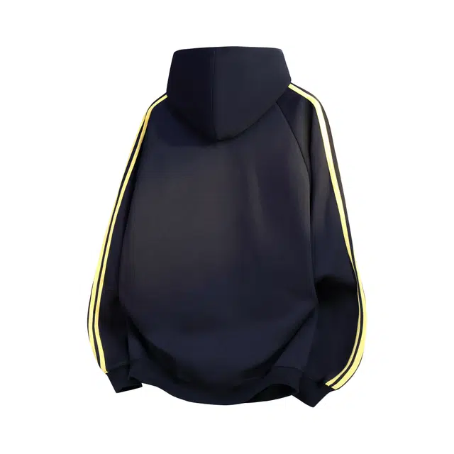 巴塞罗那足球俱乐部 美式高街条纹织带落肩袖印花舒适简约柔软宽松垂感上衣学院风痞帅休闲连帽大口袋运动长袖卫衣 男女同款