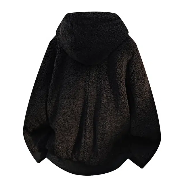 西行纪 美式复古高街纯色羊羔毛痞帅时尚个性绒外套日常无性别主义穿搭高级感情侣宽松休闲加厚保暖连帽棉服 男女同款