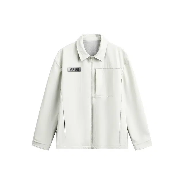 艾梵斯贝 美式复古潮流小众纯色简约设计款无性别日常通勤百搭宽松休闲时尚高级感个性街头情侣款翻领夹克 男女同款