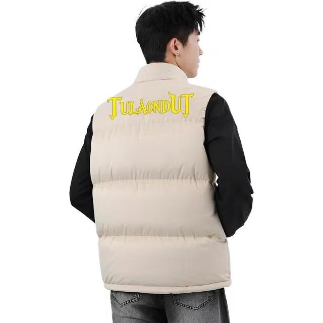 图兰朵 美式高街复古字母蜘蛛印花休闲运动松百搭外穿舒适宽加厚保暖无袖坎肩立领外套棉马甲 男女同款