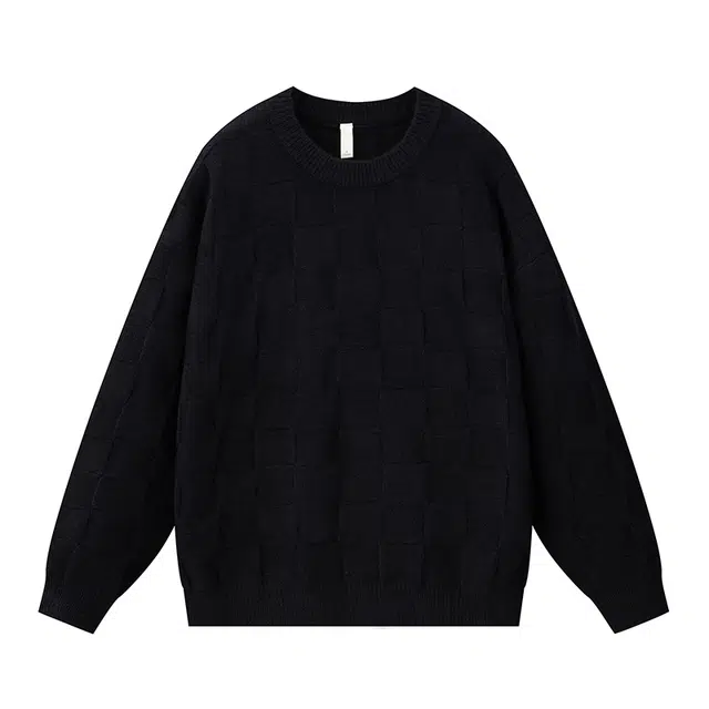 棉基因 棋盘格针织格子毛线衣清新森系肌理感厚实内搭休闲运动氛围感职场通勤极简女装高街美式亲肤打底衣松弛感青少年学院毛衣 男女同款
