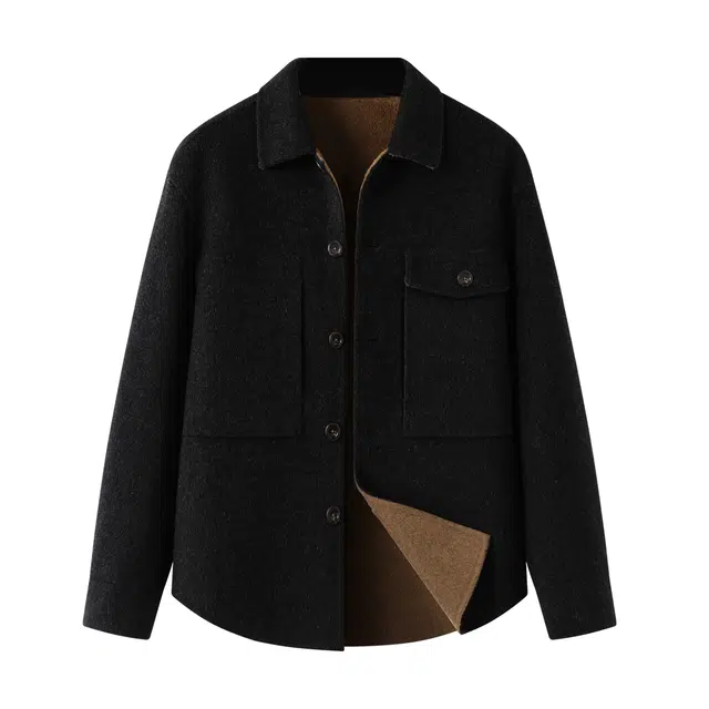 百胜狐 大码男装冬季休闲宽松翻领保暖毛呢大衣 男款