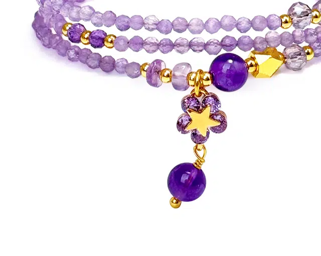 普陀山文创 九紫离火运新中式精致高级感多圈叠戴前程似锦考试上岸转运珠显白气质串珠#好运 紫水晶 手串 男女同款情侣款