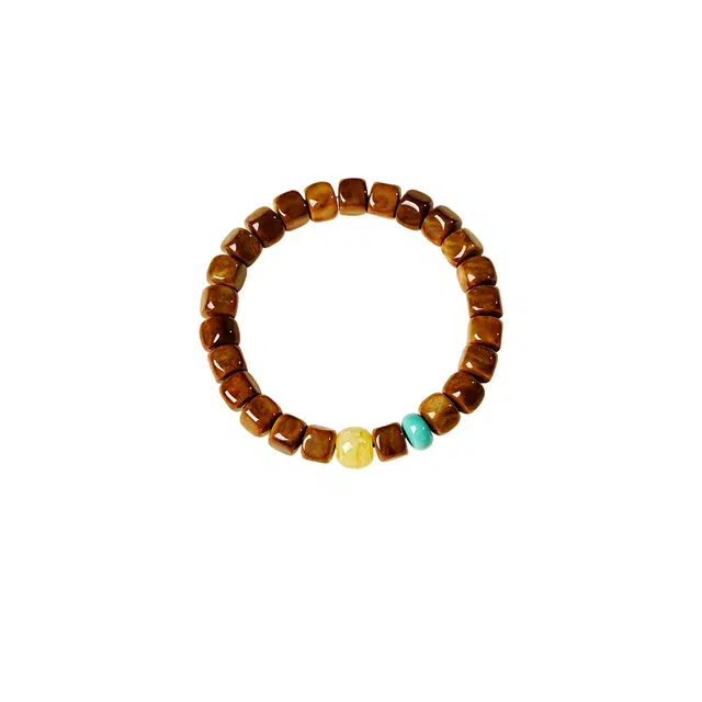 子婳 新中式复古国风精品高抛设计直切桶珠单圈冷门文玩佛珠好运连连高级感简约手饰 库克 菩提类手串 男女同款情侣款